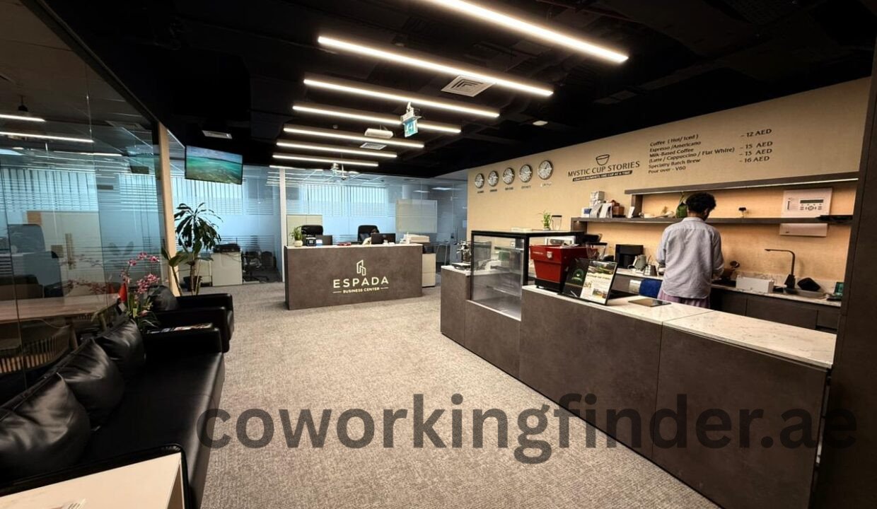 Event stage in Dubai coworking space for presentations