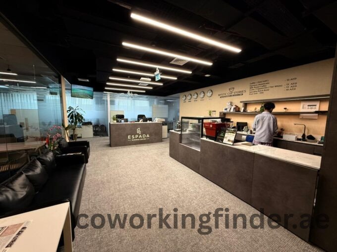 Event stage in Dubai coworking space for presentations