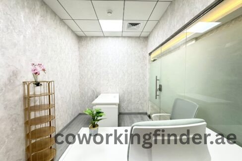 Coworking space in Dubai with art gallery displays