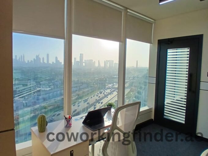 Modern lounge area in Dubai coworking with stylish furniture