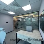 Fully stocked kitchen in Dubai coworking space with coffee machine