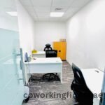 Shared workspace in Dubai coworking with collaborative seating arrangements