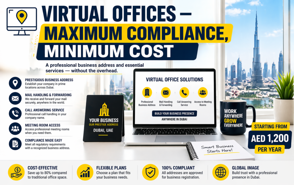 Modern small office space Dubai within 50000 budget with skyline view