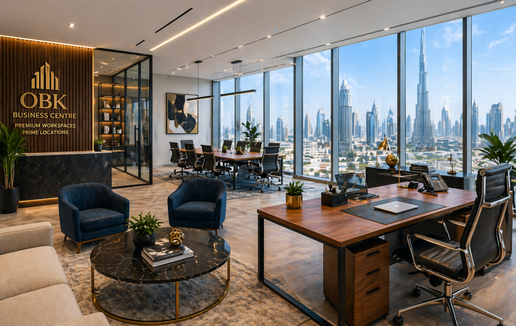 Modern small office space Dubai within 50000 budget with skyline view