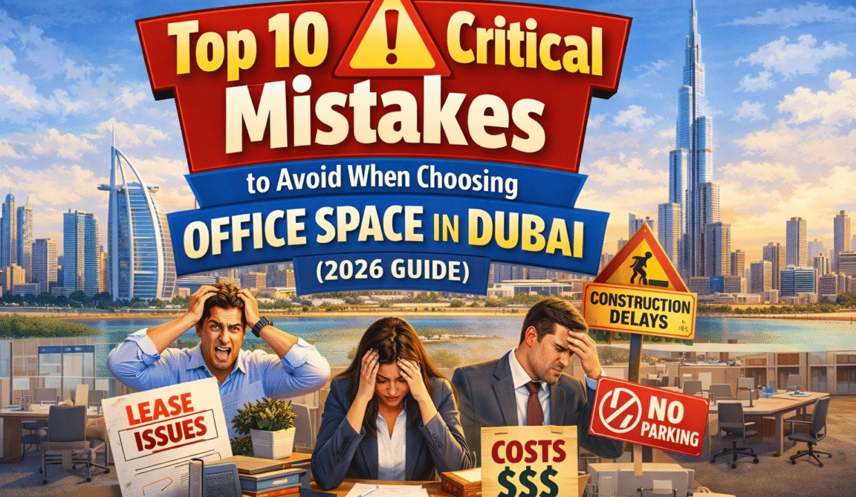 Avoid these 10 critical mistakes when choosing office space in Dubai – 2026 guide cover image