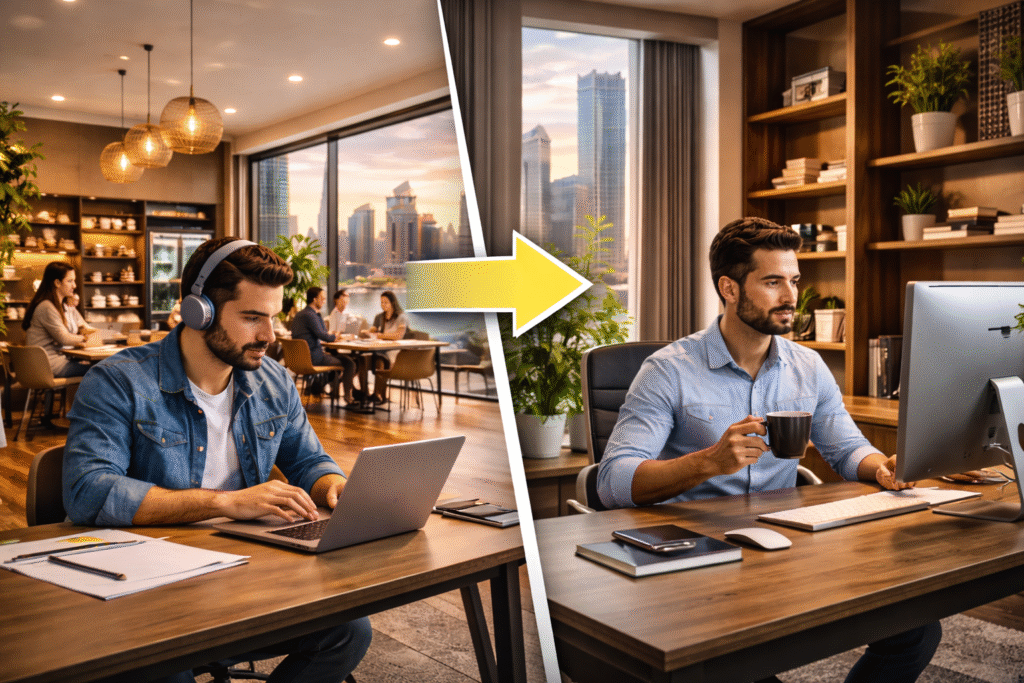 transition from hot desk to private office in coworking space in Dubai for growing startups