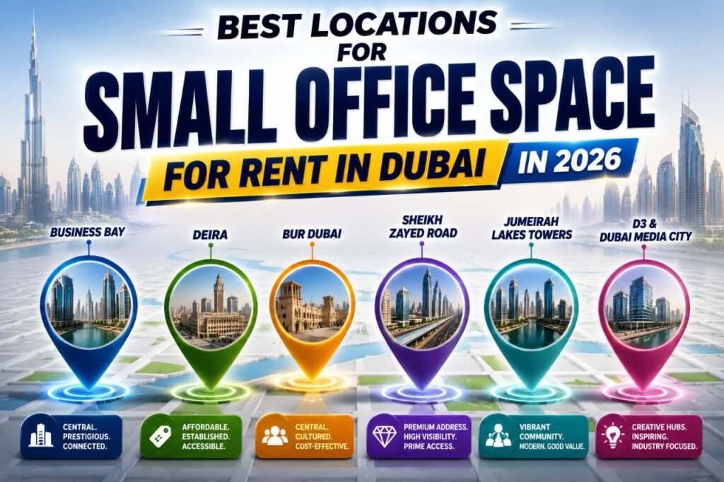 best locations for small office space for rent in Dubai 2026 business districts affordable offices UAE