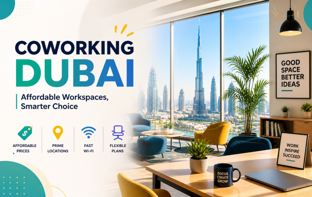 cheap coworking space Dubai affordable shared office desks and flexible workspace UAE 2026