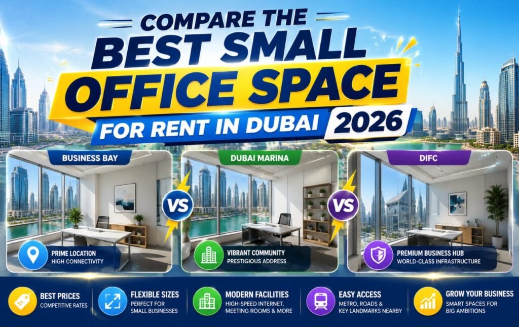 compare the best small office space for rent in Dubai 2026 affordable offices coworking serviced spaces UAE