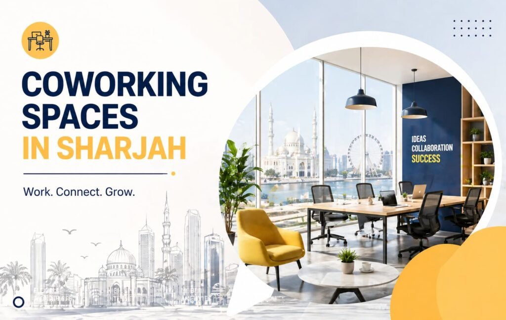Coworking spaces in Sharjah modern office interiors flexible workstations and business professionals guide 2026