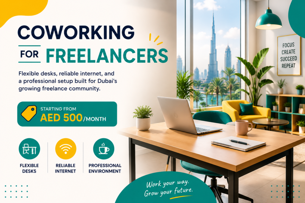 coworking for freelancers Dubai affordable flexible desks shared workspace UAE