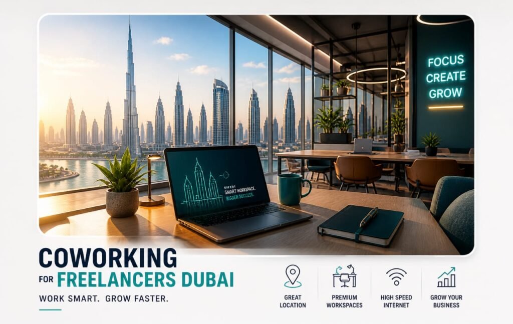 Coworking for freelancers in Dubai with flexible workspaces, productivity benefits, and cost-effective office solutions in 2026