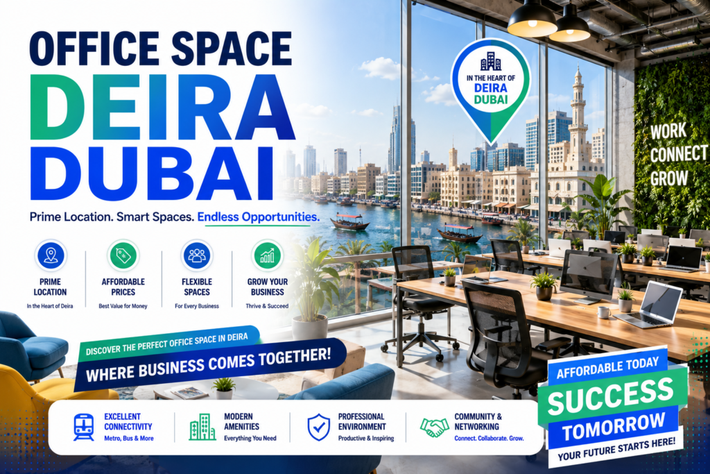 office space Deira Dubai affordable serviced offices coworking commercial spaces UAE