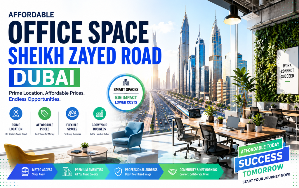 office space Sheikh Zayed Road Dubai premium commercial offices flexible workspaces UAE