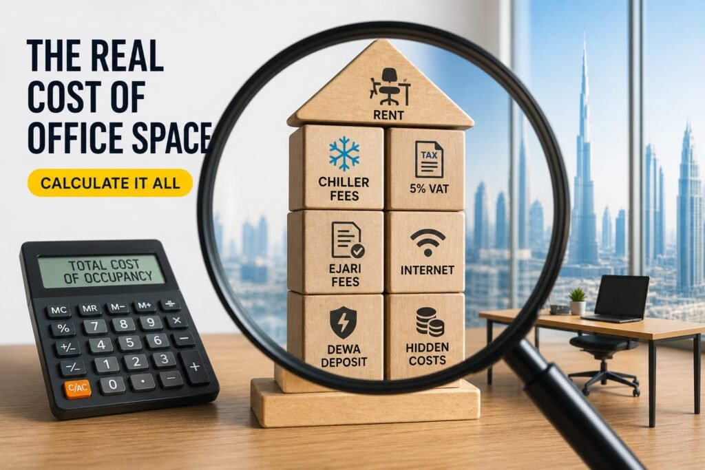 Real cost calculation of cheap office space Dubai including hidden expenses and pricing breakdown