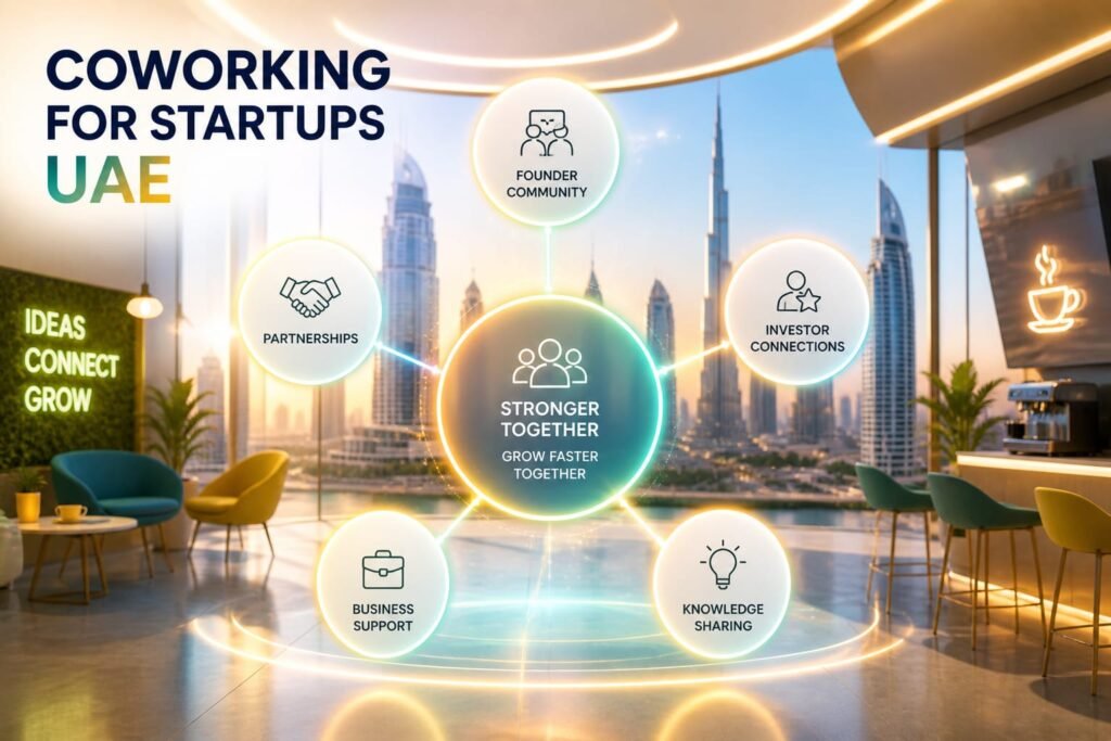 Coworking ecosystem advantage with networking opportunities and collaboration benefits for startups in the UAE