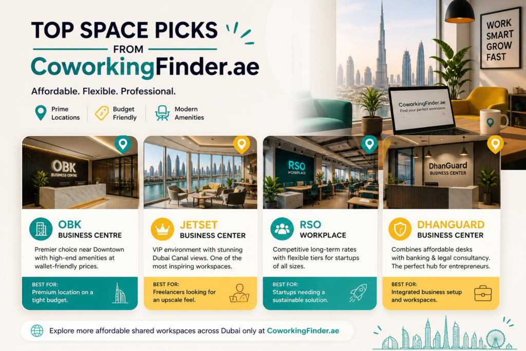 top coworking spaces Dubai selected by CoworkingFinder affordable offices and shared workspaces UAE