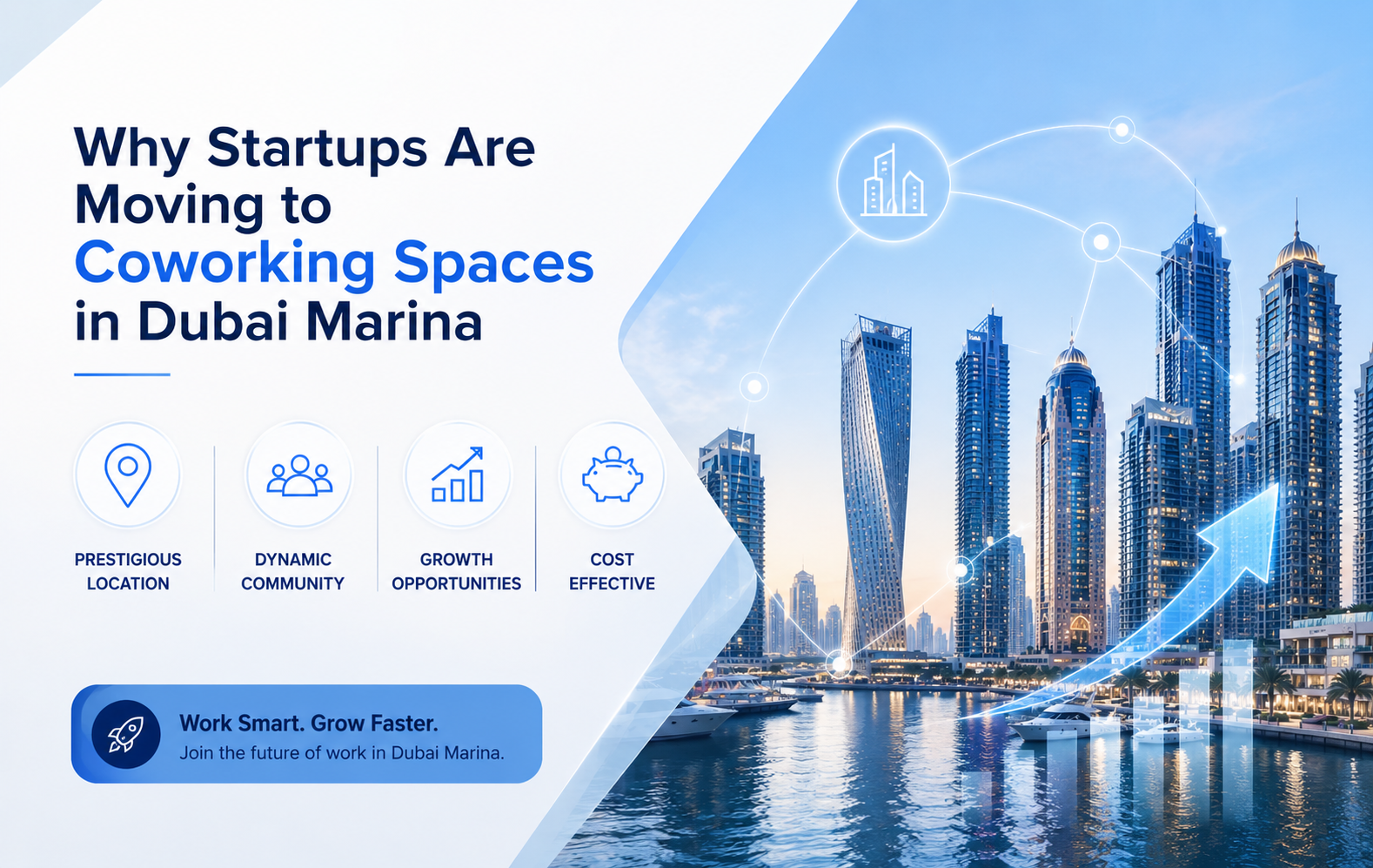 Modern coworking space in Dubai Marina designed for startups, entrepreneurs, and growing businesses