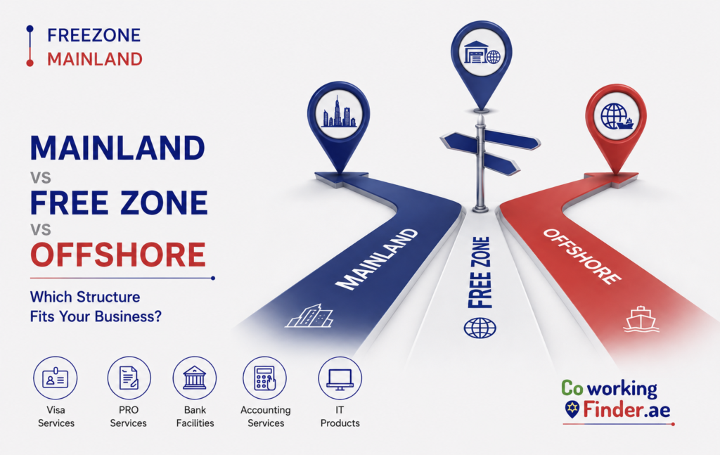 Mainland vs Free Zone vs Offshore business setup options in the UAE