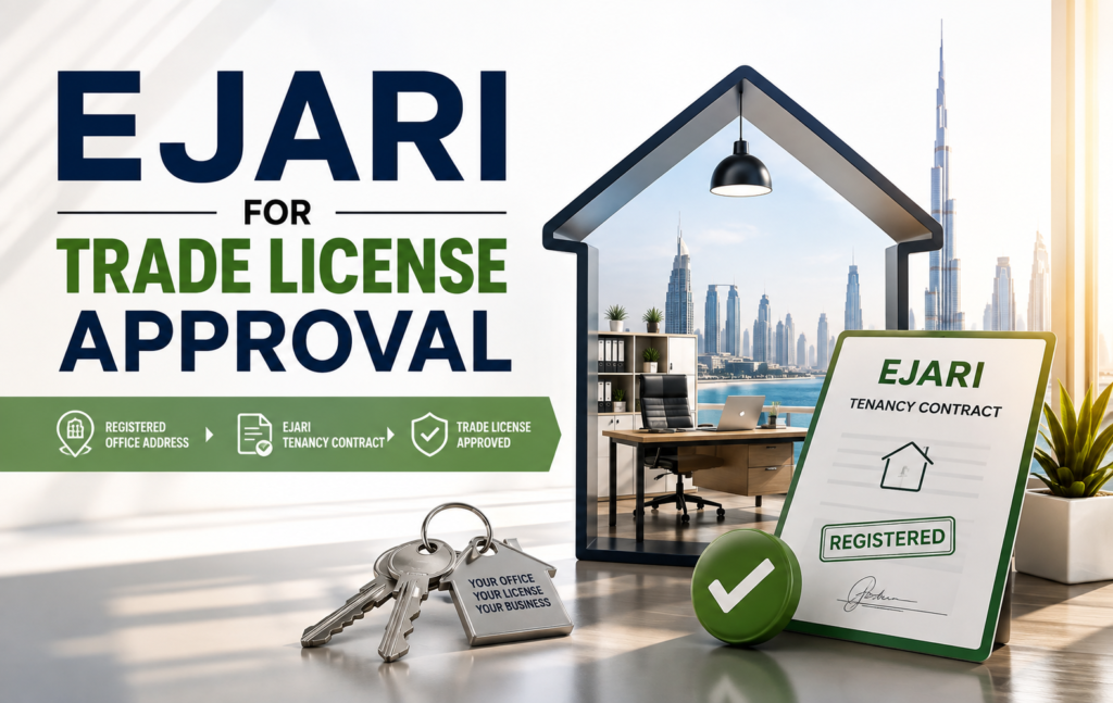Ejari for trade license approval with UAE mainland office registration and tenancy contract process
