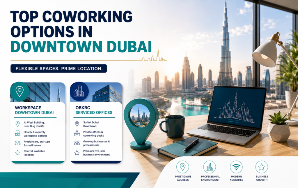 Top coworking options in Downtown Dubai featuring flexible workspaces, serviced offices, and premium business environments.